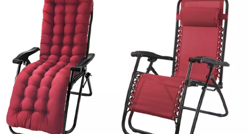 Sedia sdraio con schienale reclinabile e cuscino, disponibile in vari colori Materassi